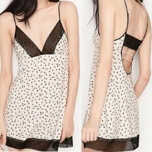 Victoria’s Secret Leopard Print Slip Dress Nightie Medium Mesh Feminine Dainty